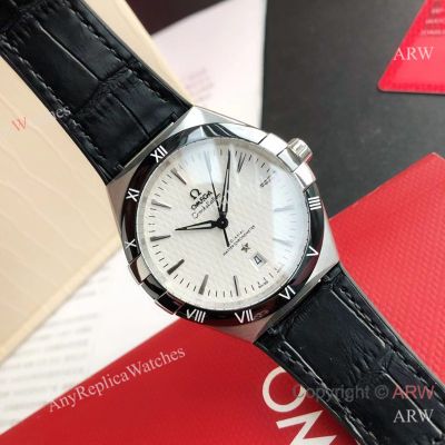 High Quality Replica OMEGA Constellation Black Imported Rubber Strap White Face Dial Black 316L Stainless Steel Case Watch 